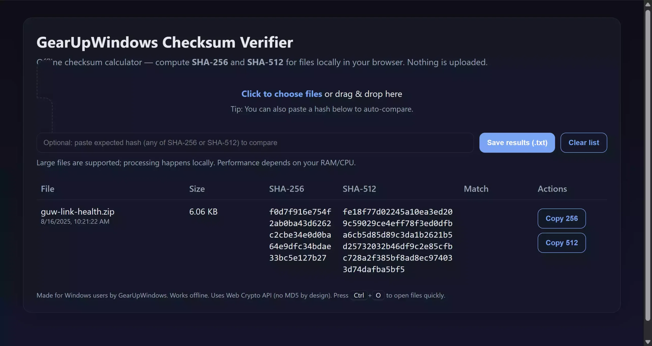 GearUpWindows Checksum Verifier