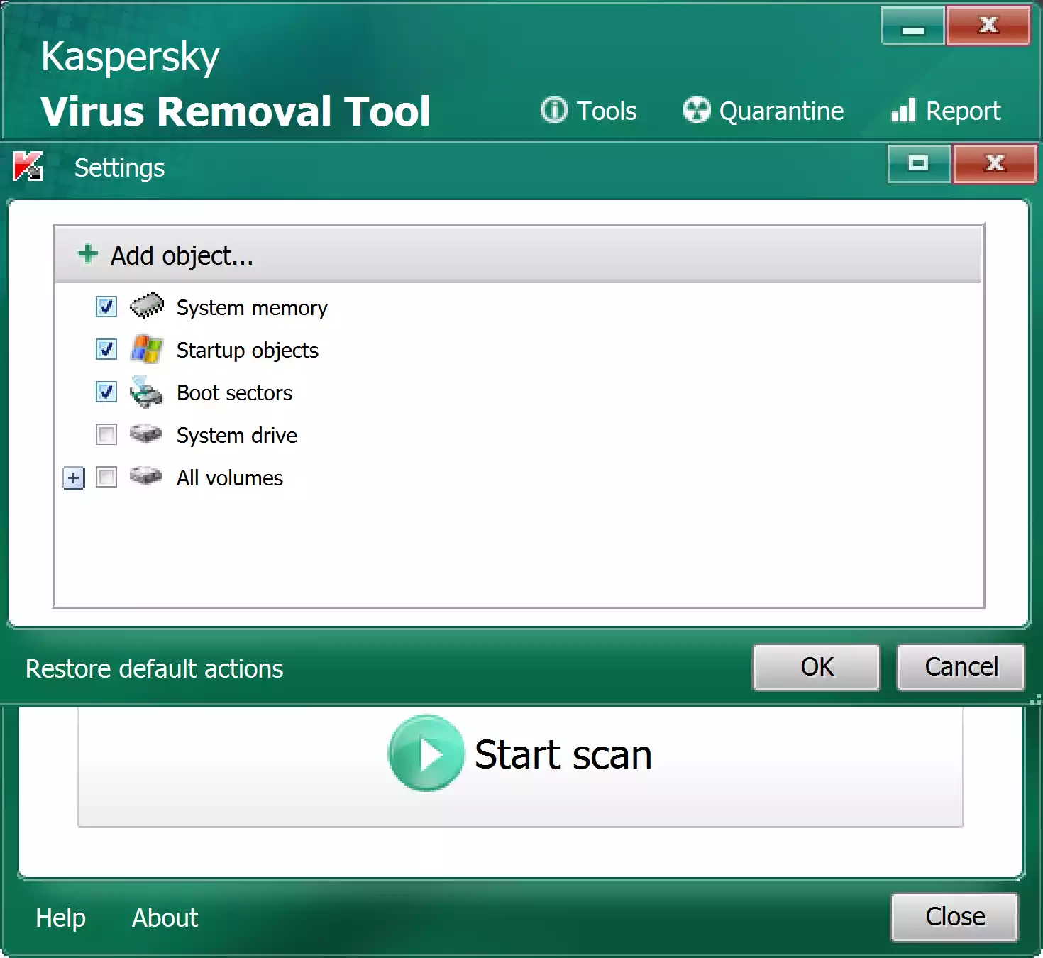 Kaspersky Virus Removal Tool (KVRT) - Change Parameters