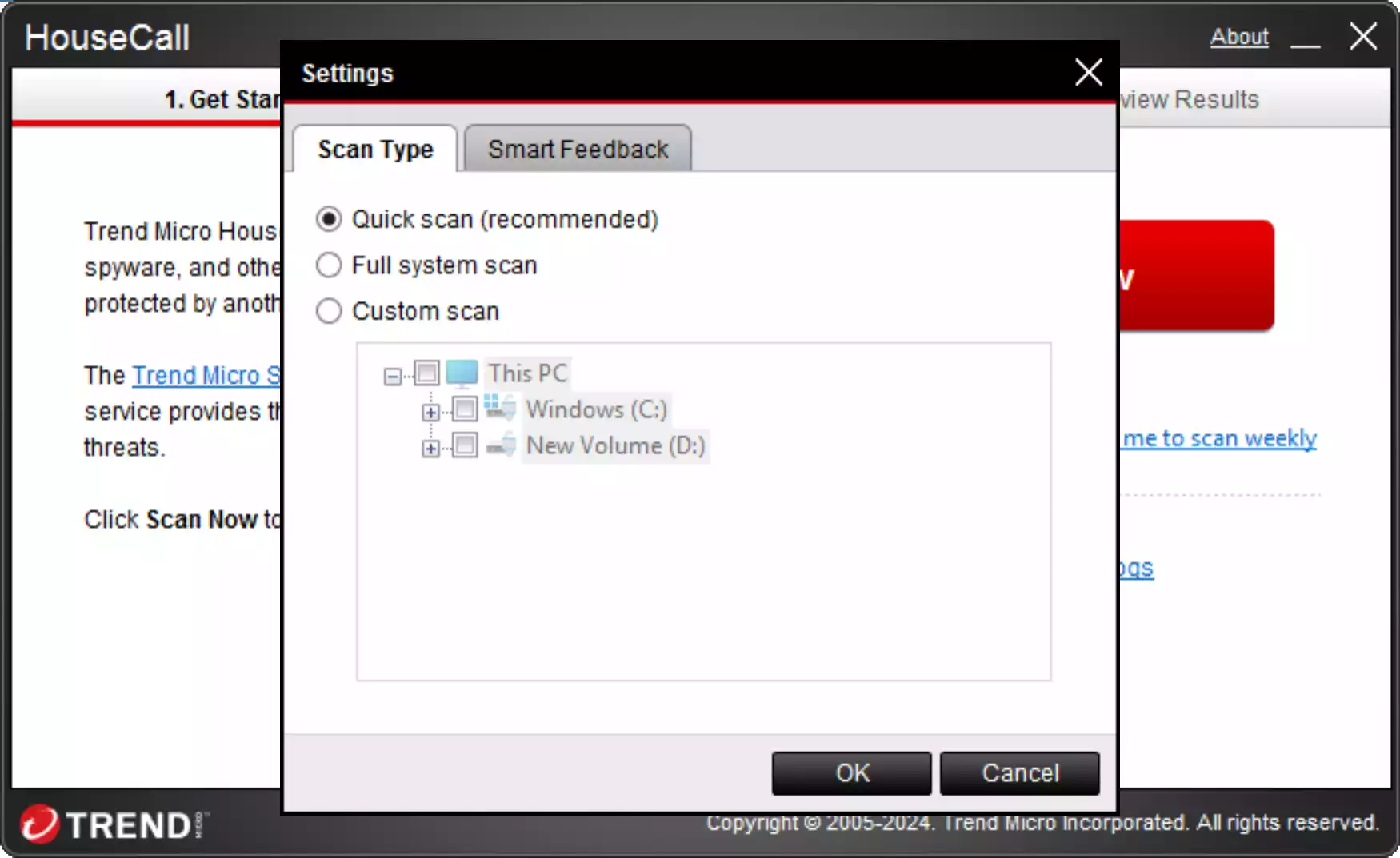 Trend Micro HouseCall - Settings