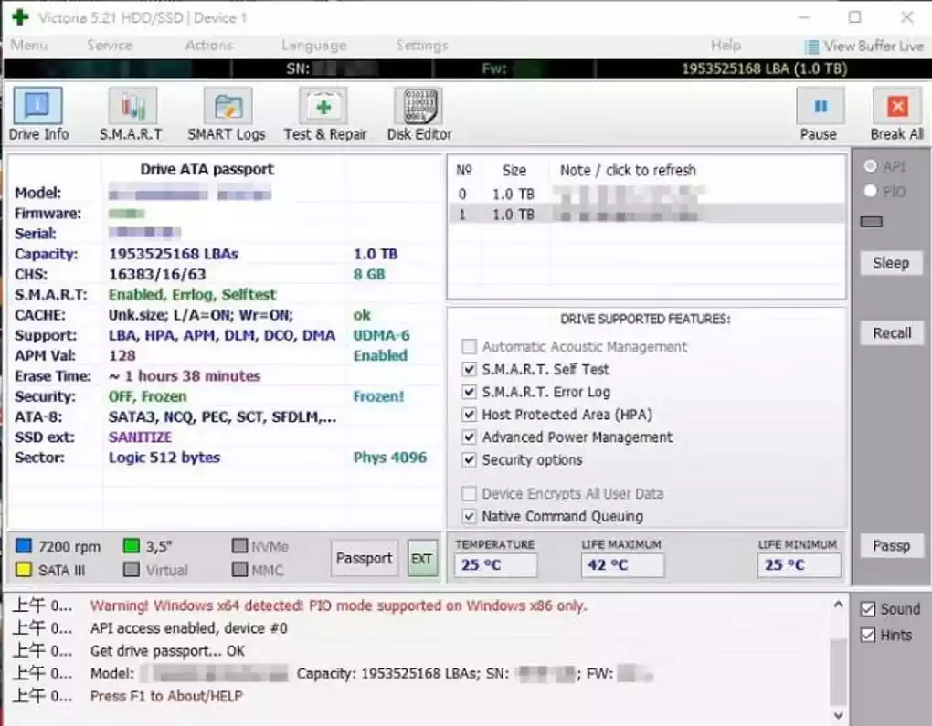 Victoria HDD/SSD Utility