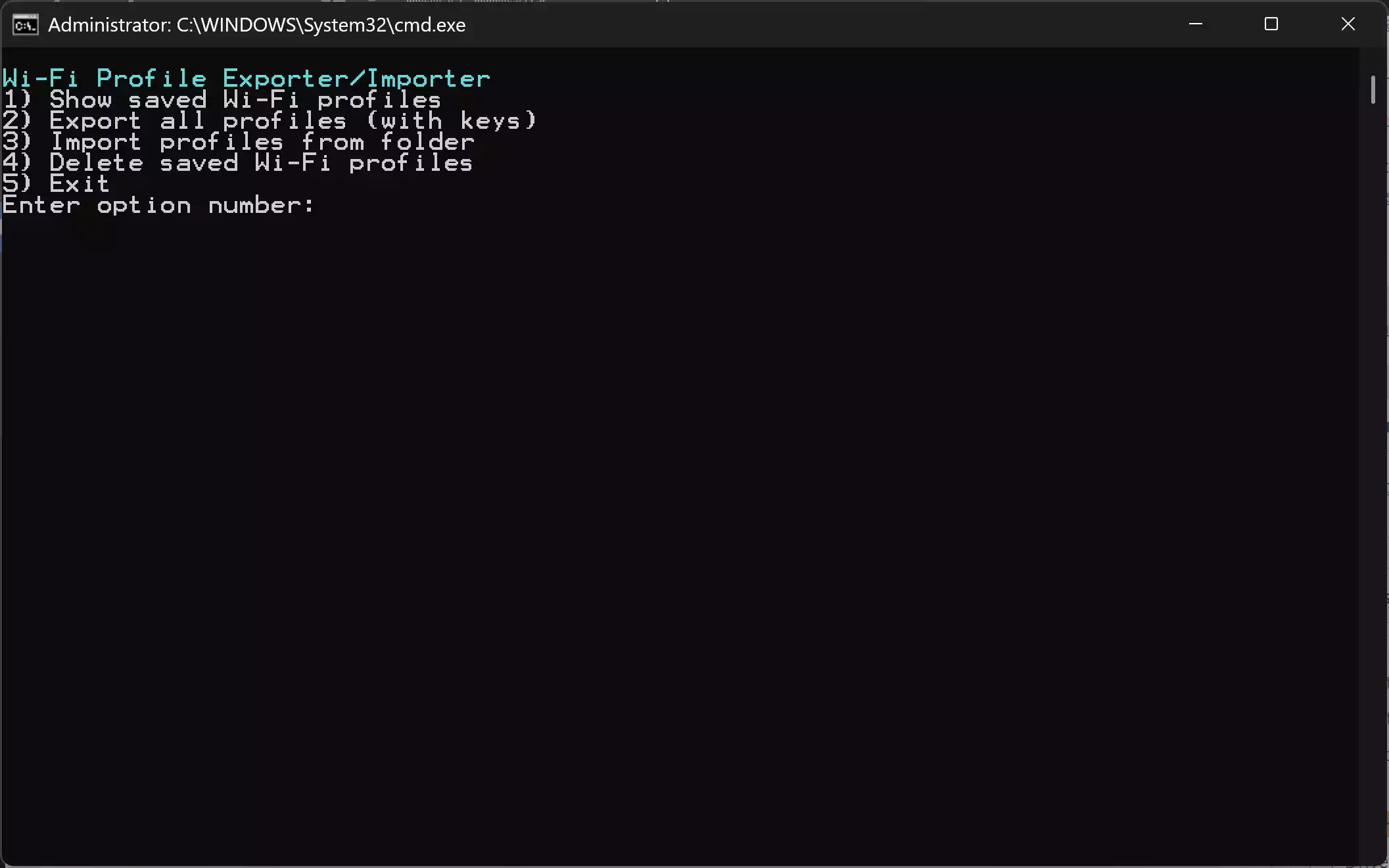 WiFi Profile Tool main interface