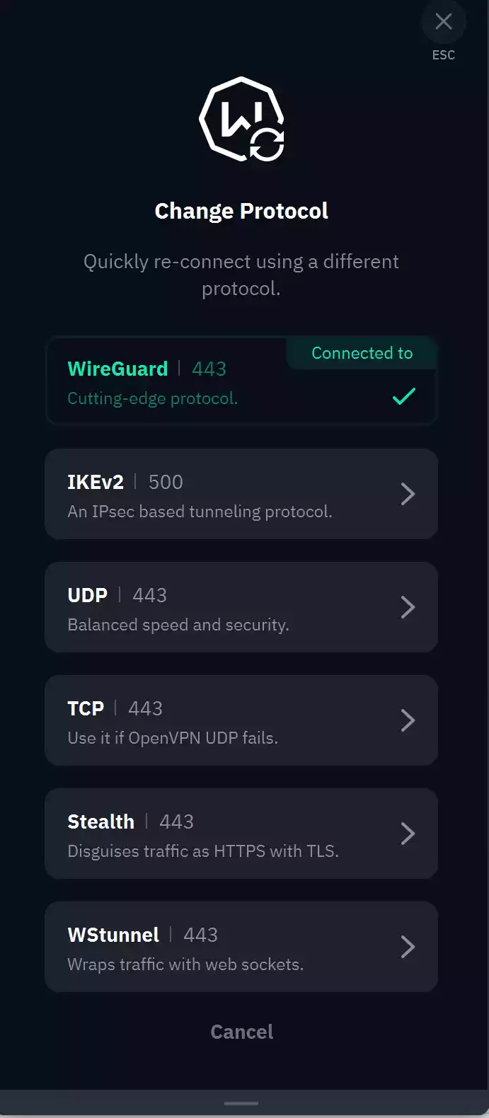 Windscribe Free VPN - Change Protocol