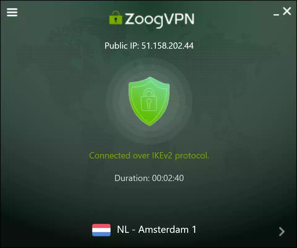 ZoogVPN Free VPN app on Windows