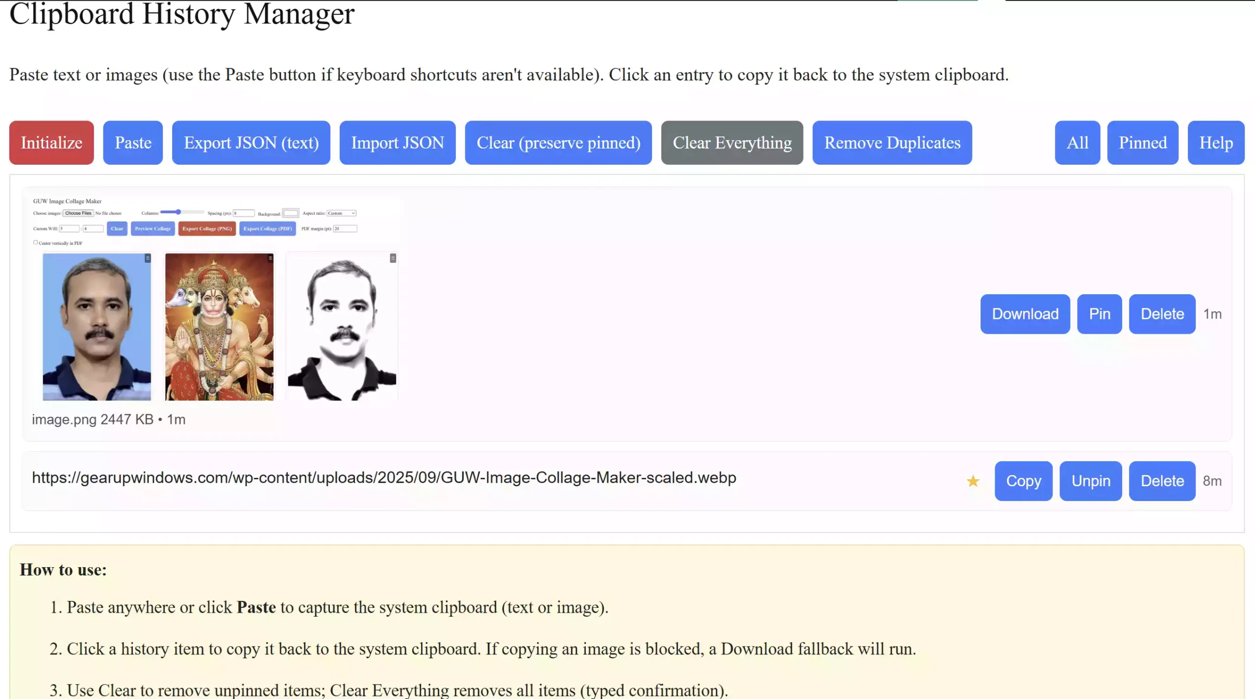 Clipboard History Manager