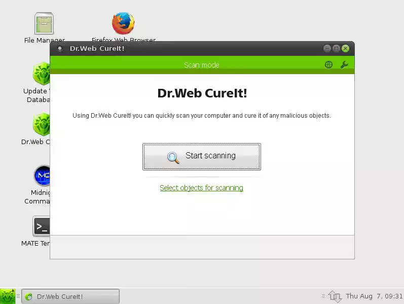 Dr.Web LiveDisk - Start Scanning