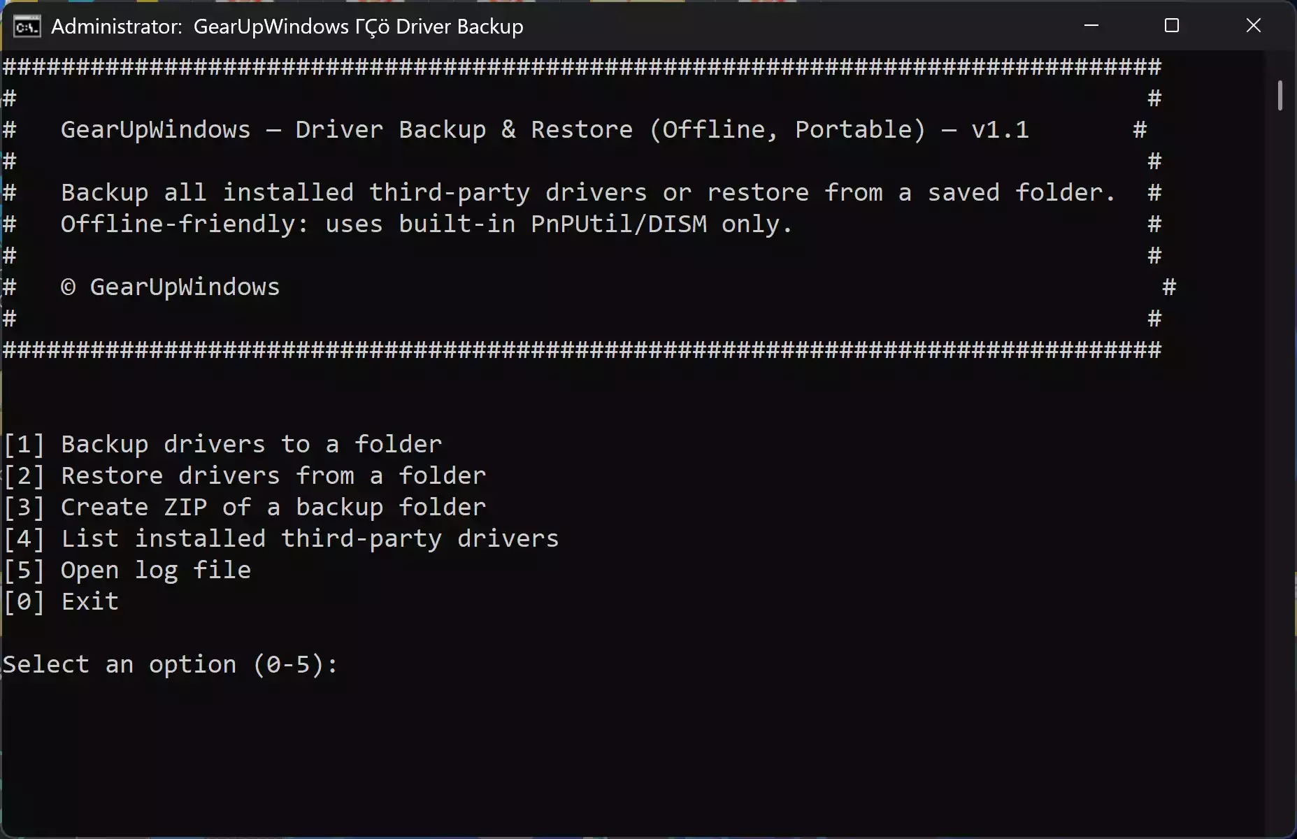 Driver Backup and Restore