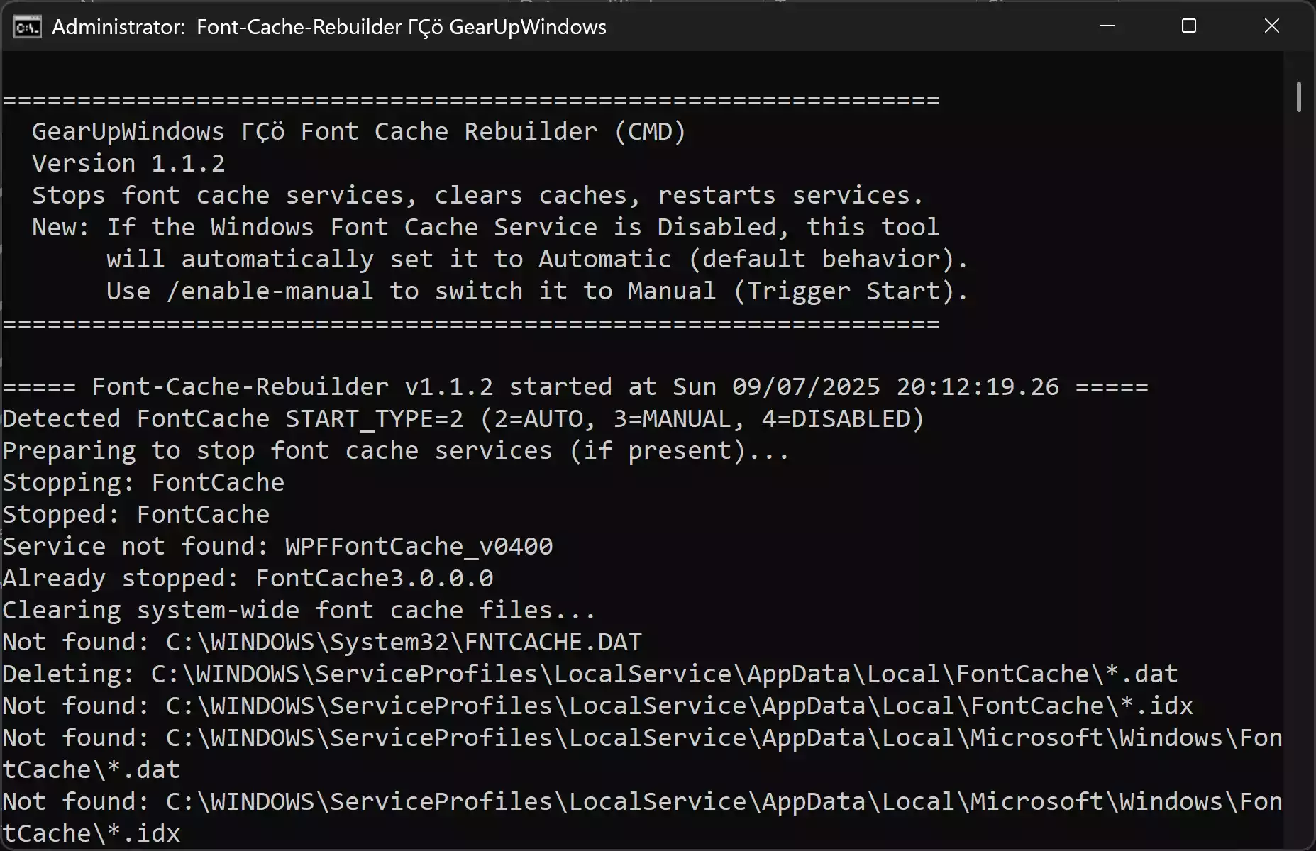 Font Cache Rebuilder