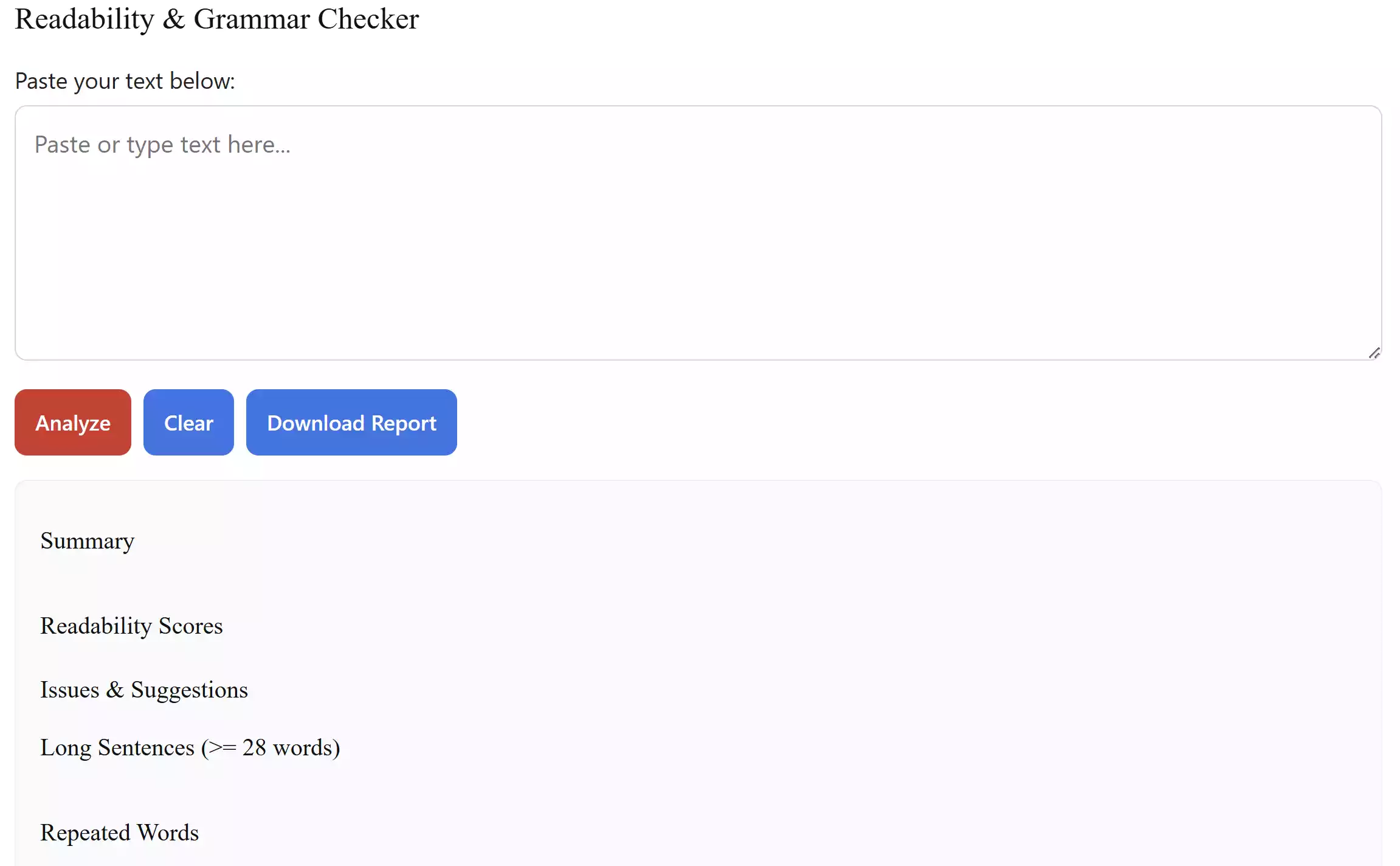 Readability & Grammar Checker