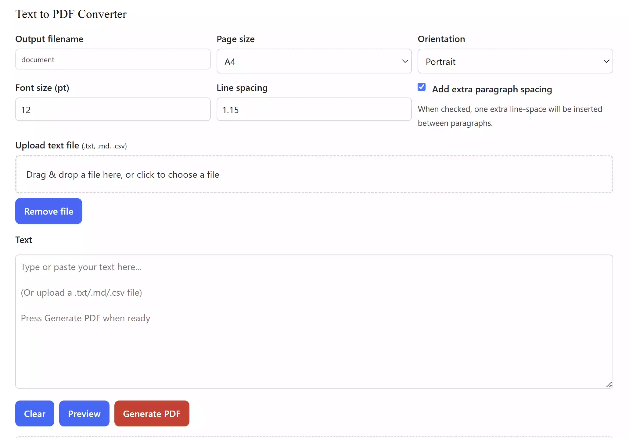 Text to PDF Converter