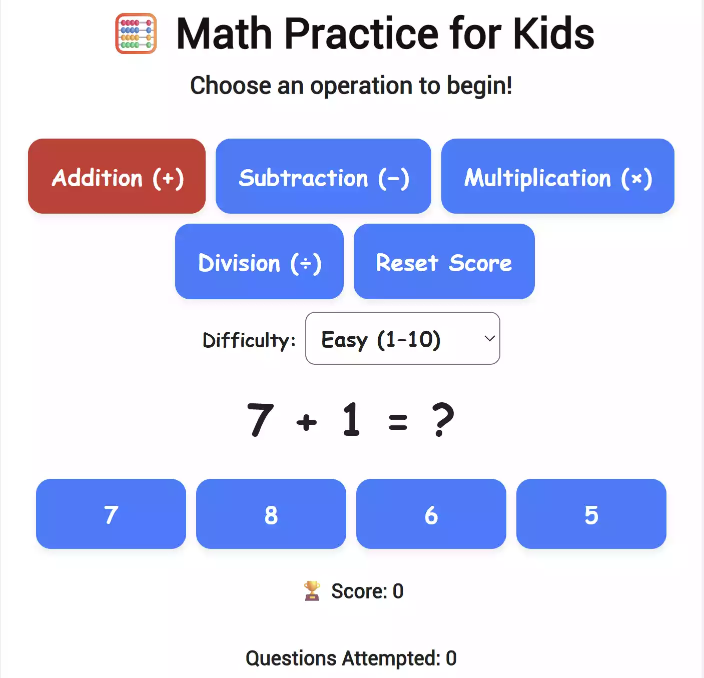 GUW Math Practice for Kids