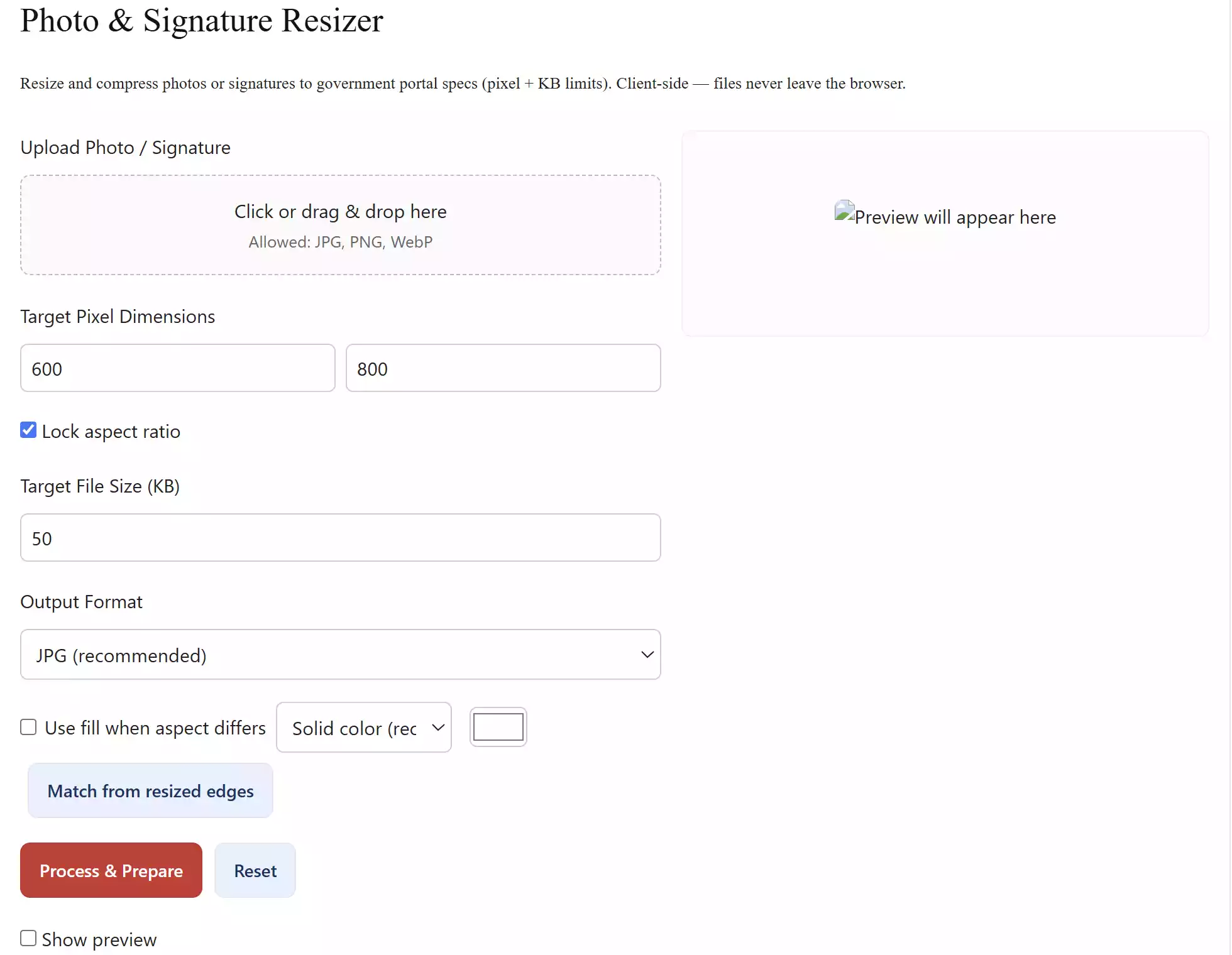 Photo & Signature Resizer