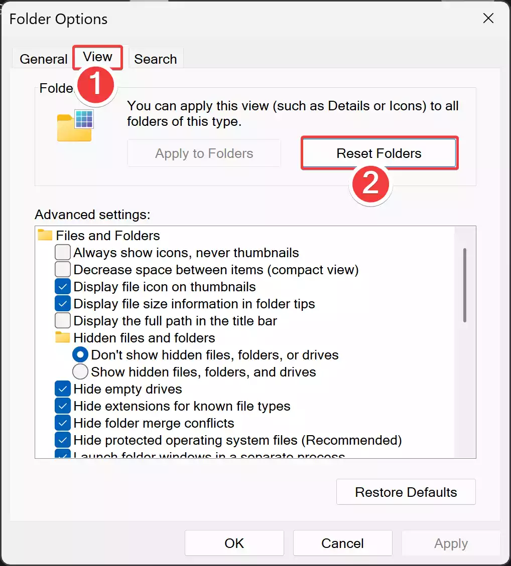 Reset Folders - Reset Folders